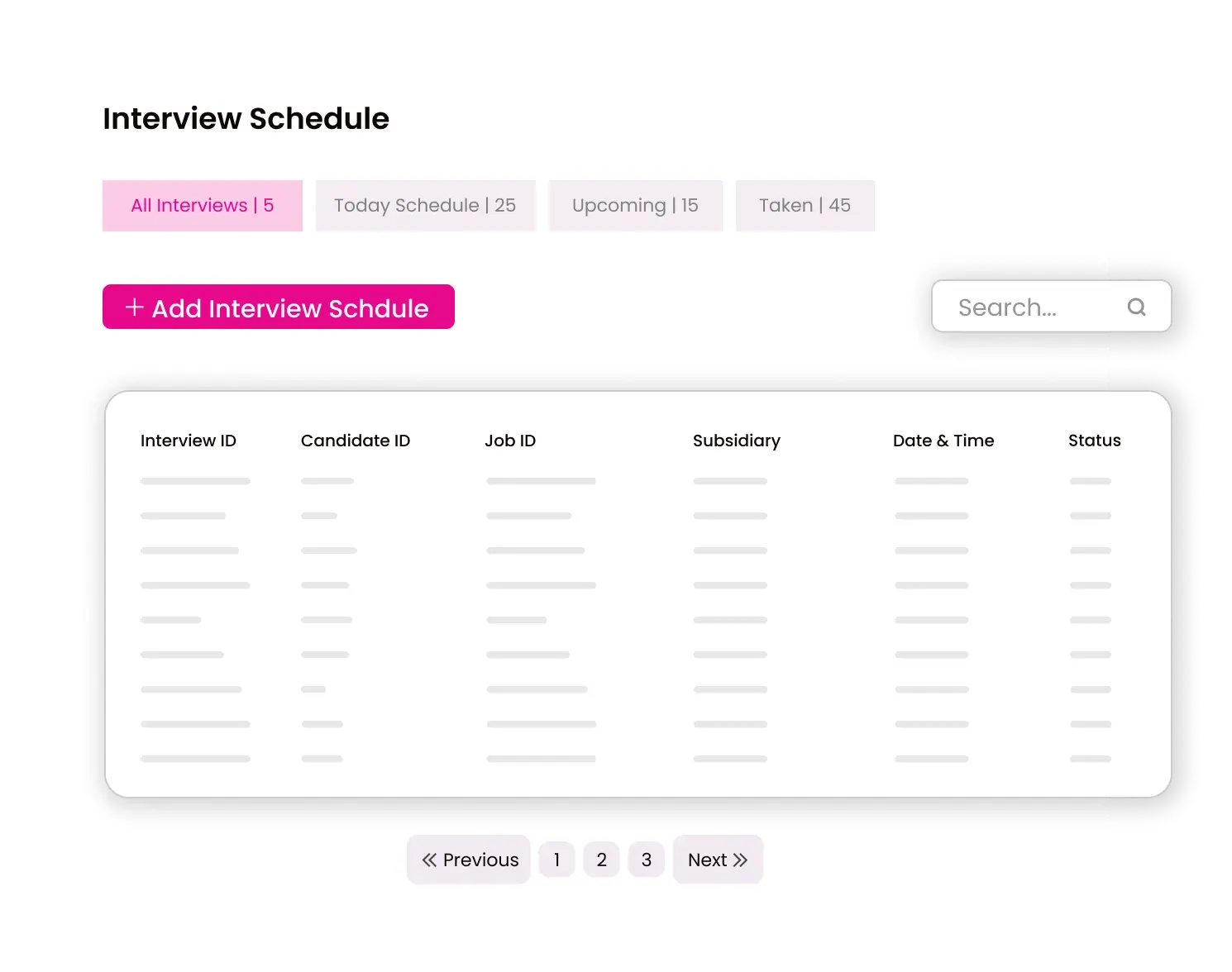 Candidate interview schedule