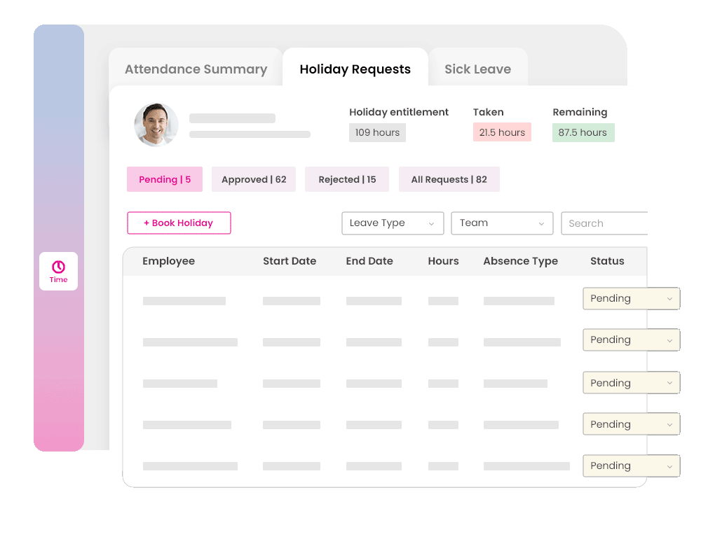 Employee attendance management features