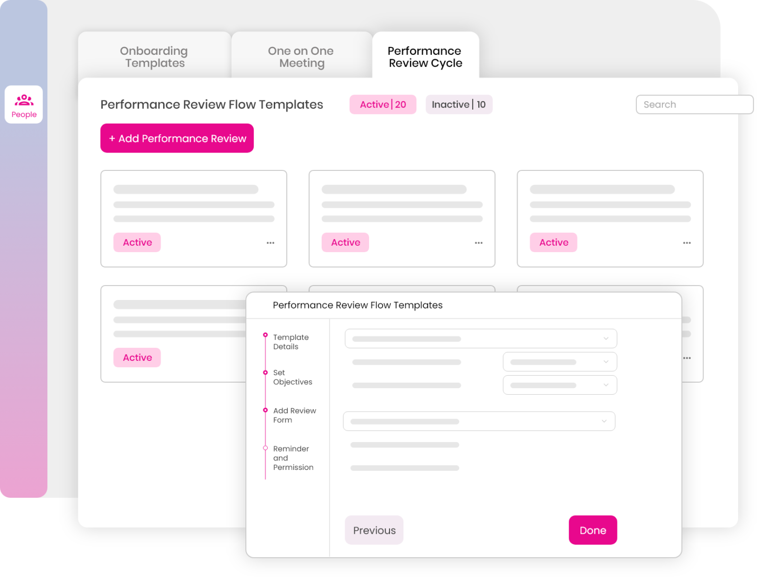 Performance review cycle feature