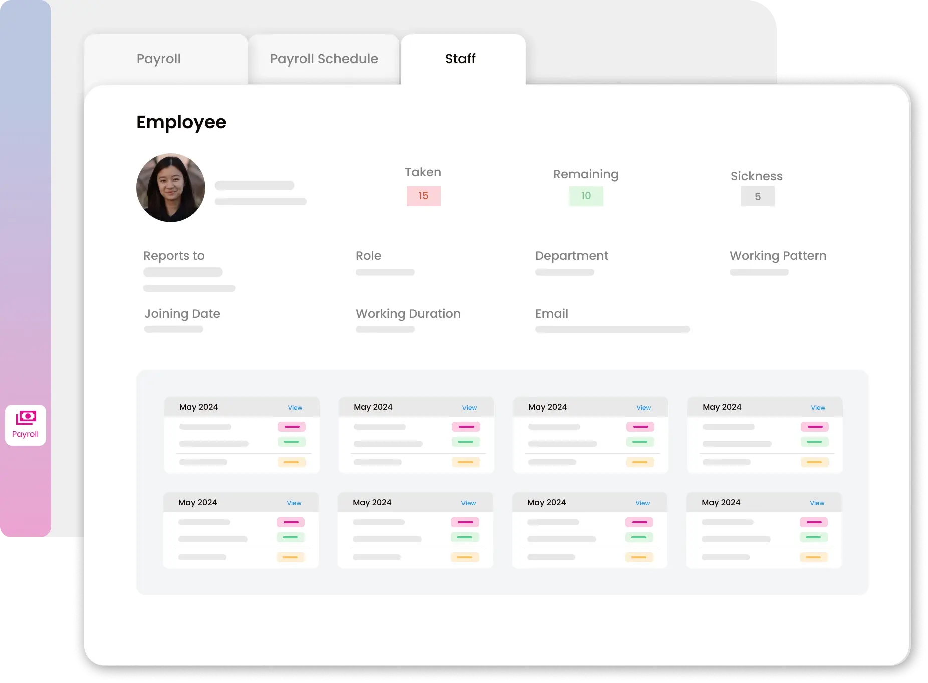Breakdown of employee payslip